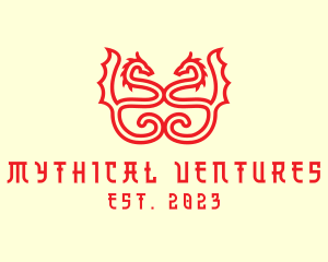 Myth - Dragon Myth Line Art logo design