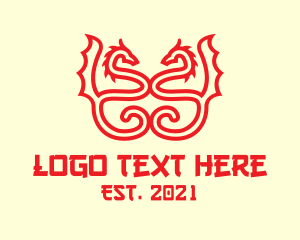 Legend - Red Dragon Line Art logo design