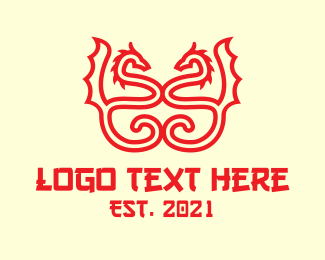Red Dragon Line Art Logo