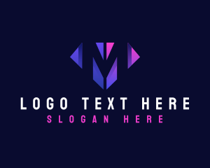 Gradient - Tech Diamond Media Letter M logo design