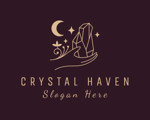 Crystals - Gold Hand Crystal logo design