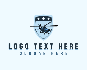 Aerial Vehicle - Military Helicopter  Shield logo design