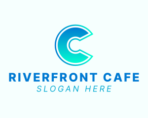 Modern Neon Letter C logo design