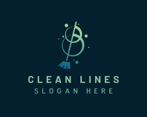 Clean Broom Cleaning logo design