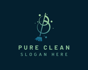 Clean Broom Cleaning logo design