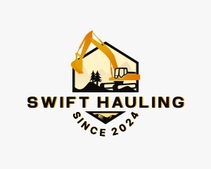 Hauling - Digger Backhoe Excavator logo design