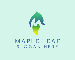 Natural Leaf Letter M logo design