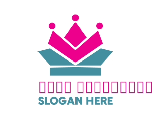 Pink Blue Geometric Crown logo design