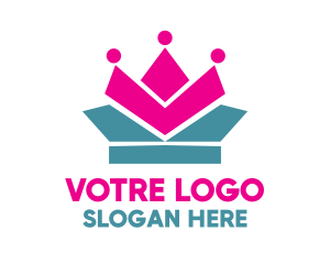 Pink Blue Geometric Crown logo design