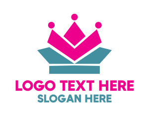 Pink Blue Geometric Crown Logo