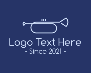 Musical - Blue Music Trumpet logo design