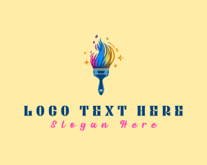 Painting - Rainbow Paint Brush logo design