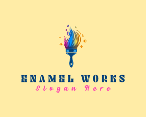 Enamel - Rainbow Paint Brush logo design