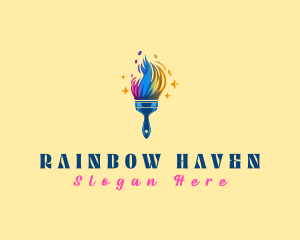 Rainbow Paint Brush  logo design