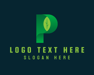 Meditation - Vegan Leaf Letter P logo design