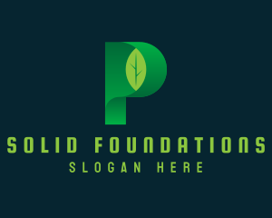 Vegan Leaf Letter P Logo