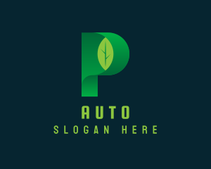 Vegan Leaf Letter P Logo