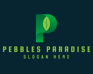 Vegan Leaf Letter P logo design