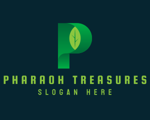 Vegan Leaf Letter P logo design