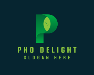 Vegan Leaf Letter P logo design