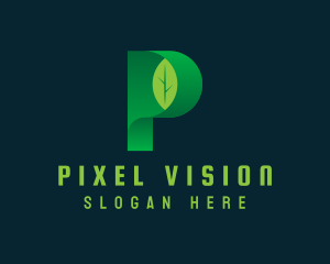 Vegan Leaf Letter P logo design