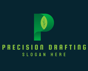 Vegan Leaf Letter P logo design