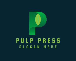 Vegan Leaf Letter P logo design