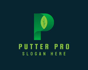 Vegan Leaf Letter P logo design