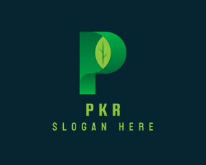 Vegan Leaf Letter P logo design