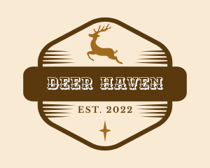 Deer Western Star Cowboy logo design