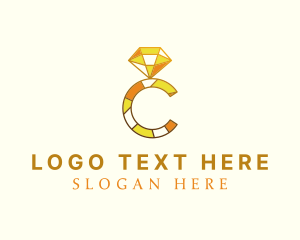 Wedding Ring - Diamond Ring Letter C logo design