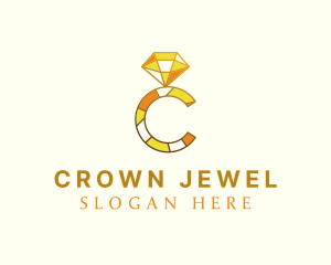 Diamond Ring Letter C logo design