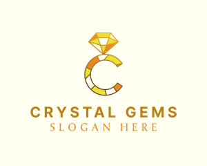 Diamond Ring Letter C logo design