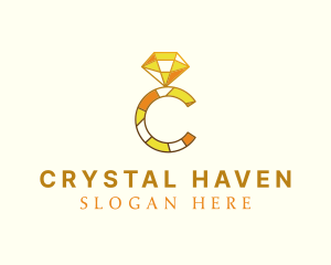 Diamond Ring Letter C logo design