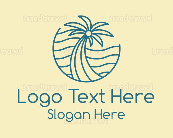 Tropical Palm Tree Monoline Logo