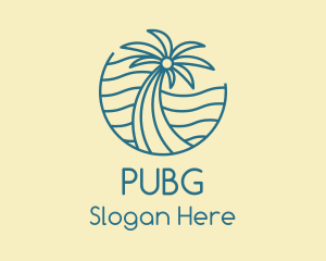 Island - Tropical Palm Tree Monoline logo design
