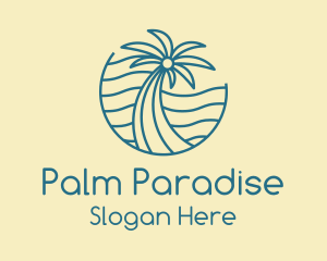 Tropical Palm Tree Monoline logo design