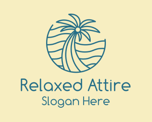 Tropical Palm Tree Monoline logo design