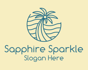 Tropical Palm Tree Monoline logo design