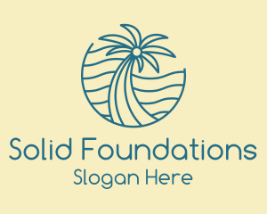 Tourism - Tropical Palm Tree Monoline logo design