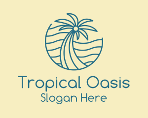 Tropical - Tropical Palm Tree Monoline logo design