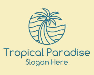 Hawaii - Tropical Palm Tree Monoline logo design