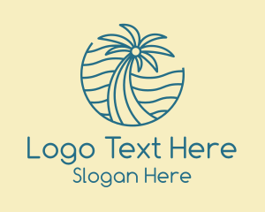 Fiji - Tropical Palm Tree Monoline logo design