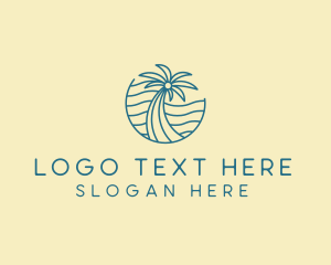 Outdoor - Tropical Palm Tree Monoline logo design