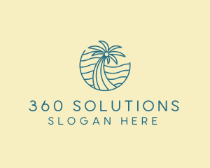 Tropical Palm Tree Monoline logo design