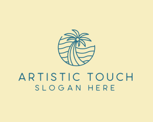 Tropical Palm Tree Monoline logo design