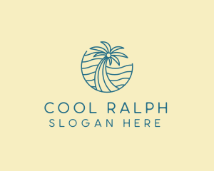 Tropical Palm Tree Monoline logo design