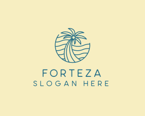 Tropical Palm Tree Monoline logo design