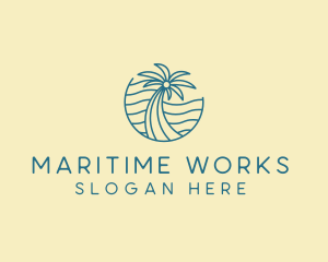 Tropical Palm Tree Monoline logo design