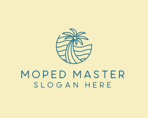 Tropical Palm Tree Monoline logo design